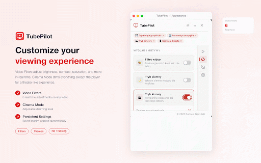 TubePilot – YouTube Enhancer :: YouTube enhancement extension — playback controls, UI customization, and productivity tools.