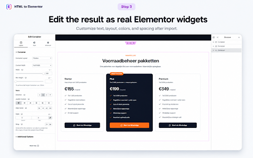 HTML to Elementor – Web Page Converter :: Capture web page sections and convert HTML into Elementor-ready widgets you can paste into Elementor.