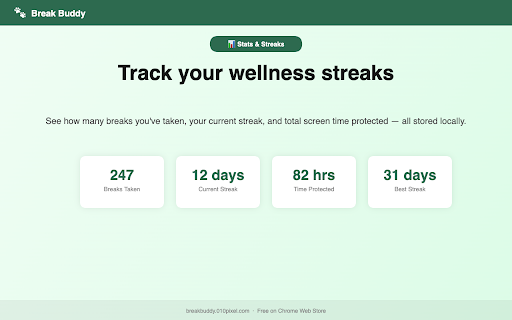 Break Buddy :: Cute animals remind you to take healthy screen breaks. Fun, gentle, and privacy-first.