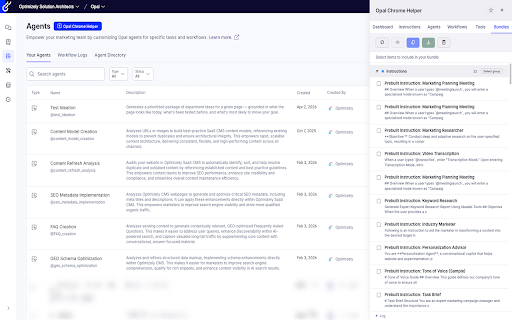 Opal Chrome Helper :: Bulk manage skills, memory, agents, workflows, tools, and artifacts on Optimizely Opal