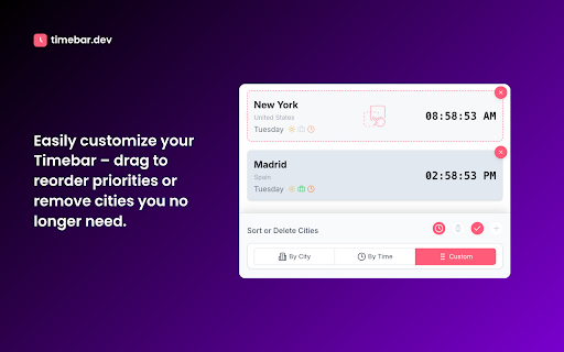 Timebar: A world clock and meeting planner for your side panel :: Convert time zones, plan meetings & create calendars events from the side panel. Works with Google, Apple, Outlook & more calendars.