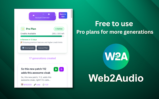 Web2Audio :: Convert any webpage into an AI-powered audio summary with premium text-to-speech voices
