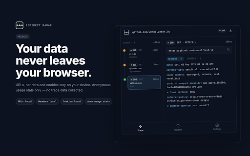 Redirect Radar — Redirect Chain & HTTP Header Inspector :: Trace HTTP redirect chains with security & SEO insights.