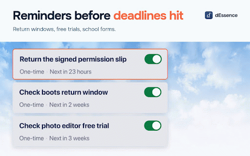 dEssence — AI Memory for Your Web :: dEssence — Your AI Memory for Everything You Save. Save anything while browsing and find it later by simply asking.