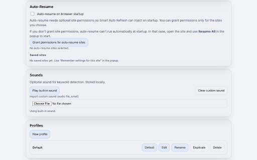 Smart Auto Refresh :: Privacy-first auto refresh with smart pauses, scroll restore, and optional keyword alerts.