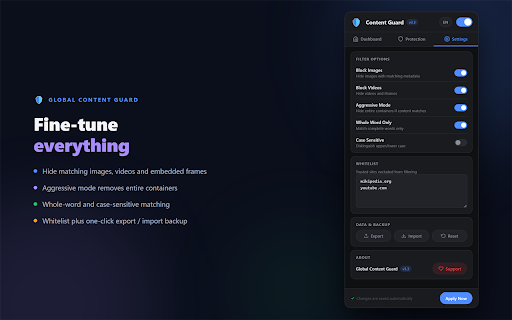Global Content - Guard Smart Anti-NSFW & Content Blocker :: Block NSFW, adult, gambling, drugs, violence & unwanted content by text, images & videos on all websites. Filtering everywhere!
