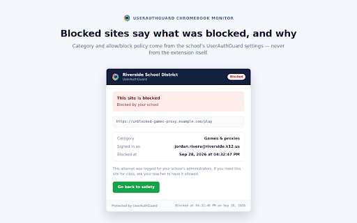 UserAuthGuard Chromebook Monitor :: Chromebook safety, filtering, classroom and device management for schools running UserAuthGuard.