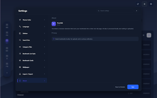 TroveTab :: Turn your browser bookmarks into a clean new-tab dashboard.