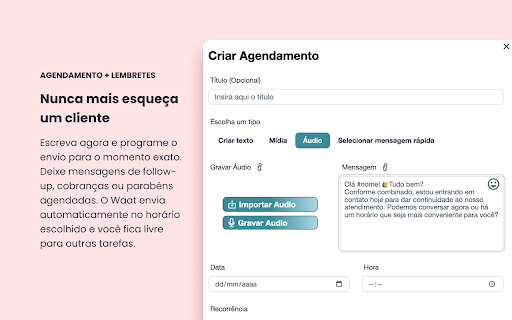 Waat: CRM e Vendas no WhatsApp Web :: Comunicação inteligente que conecta, vende e fideliza. Organize leads e automatize conversas.