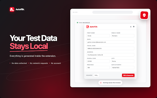 Autofillr — Fill Test Forms With Consistent Data :: Fill test forms in one click with random data that stays consistent: name, email, national ID, address and phone all agree.