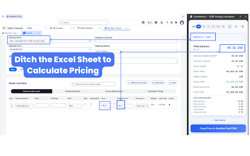 B2B Pricing Calculator — Incoterms & Landed Cost :: Calculate B2B sell prices with Incoterms, landed cost, freight & duties. Replace spreadsheets. Free: 3 quotes/day.