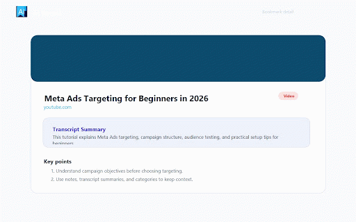 AI Recall :: Save useful pages to AI Recall and ask your bookmarks from the browser.