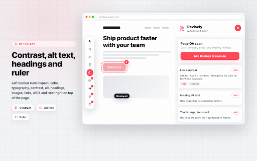 Revisely: Visual Feedback to AI Fixes :: Turn website feedback into AI-ready fixes. Annotate, edit CSS, export prompts and GitHub/Jira tickets for Cursor & Claude.