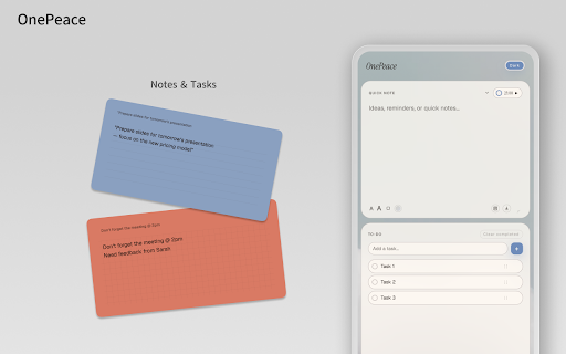 OnePeace :: A calm new tab for focus, notes, and blocking distractions.
