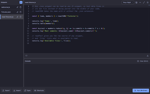 Offline JS Playground :: A simple playground to write, run, and test JavaScript snippets, with an in-UI console.
