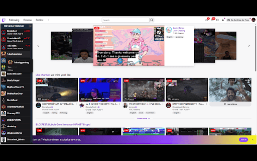 Streamer Sidebar :: Sidebar for Twitch streamers with live status and tiers.