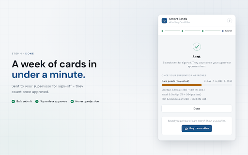 Smart Batch - eProfiling Card Filler :: Auto-fill missing eProfiling cards with optimal work areas to get your apprenticeship core units to 100%.