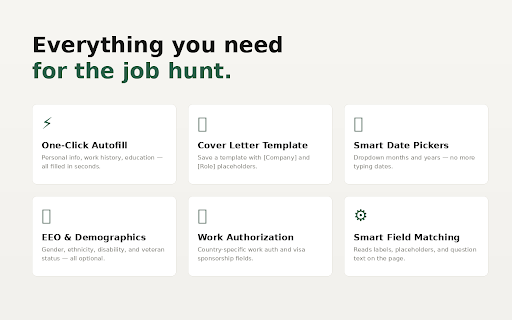 QuickApply - Job Autofill :: Autofill job applications instantly. Save your profile once and fill any job application form with one click.