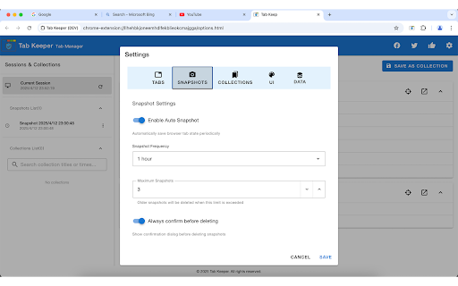 Tab Keeper :: Powerful tab management made simple. Save and restore browsing sessions with one click, while optimizing memory and battery usage.
