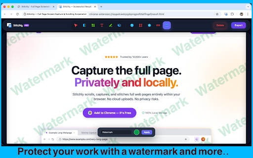Stitchly — Full Page Screen Capture & Scrolling Screenshot :: Capture full-page screenshots locally in your browser and export as PNG, JPEG, or PDF.