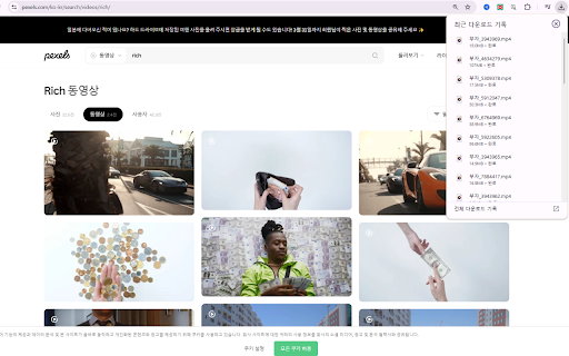 MP4 Exp Video Downloader :: 유투버 영상 제작에 필요한 MP4 파일 및 사진을 자동으로 찾아 다운로드하는 확장 프로그램