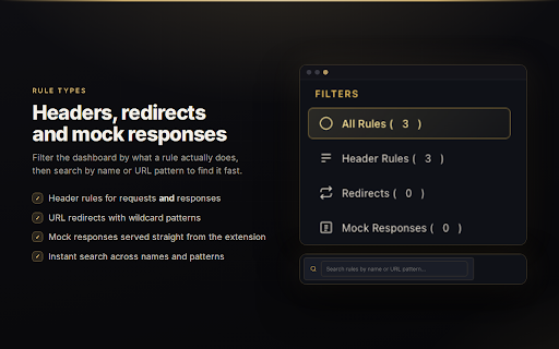 Header & Response Modifier :: Override HTTP request/response headers, status codes, redirect URLs, mock responses, and modify request payloads.
