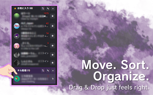 TTVLiveGroup :: Organize your followed Twitch channels into custom groups directly in the left sidebar.