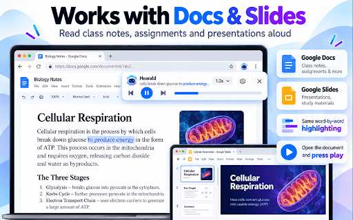 Hearald — Read Aloud for Pages & PDFs :: Read web pages, PDFs and Google Docs aloud with natural voices on your device. Word-by-word highlighting. Free, private, offline.