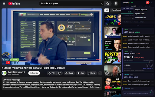 Context Listener: Live AI Notes & Transcripts — Videos, Podcasts & Lectures :: Live AI notes, transcripts & stock cards for any video or podcast — built for students, investors & researchers.