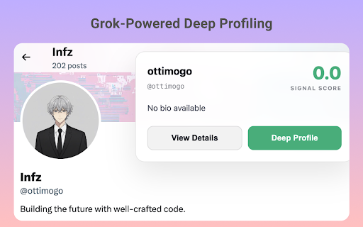 Digg X - The Social Scout :: Digg X provides AI-driven deep profile analysis for social media creators to help users identify high-signal information sources.