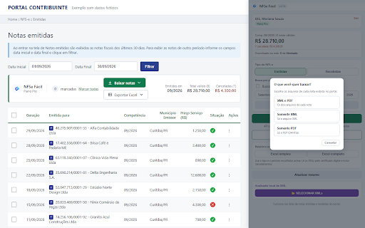 GerirMEI - NFSe Fácil :: Facilita o download de XMLs em lote e resume o faturamento no Portal Nacional da NFS-e.