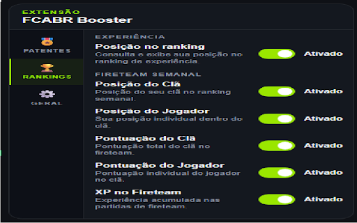 FCABR Booster :: Extensao para enriquecer a experiencia do usuario no site FCABR.