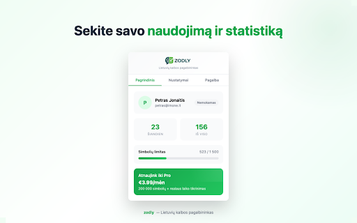 zodly - Lietuvių gramatikos tikrintuvas :: Pataisykite lietuvių kalbos gramatikos klaidas bet kuriame teksto lauke vienu paspaudimu