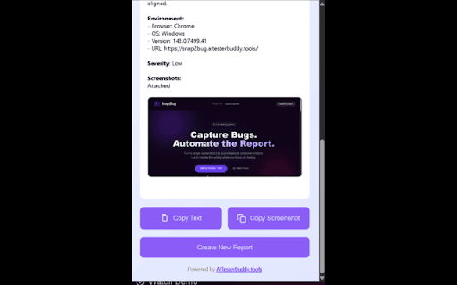 Snap2Bug - AI Bug Reporter :: AI-powered bug report generator using Gemini API. Capture screenshots and generate professional bug reports instantly.