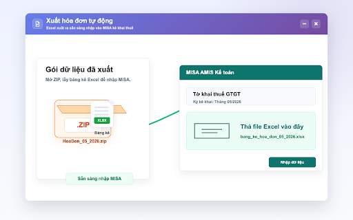 Xuất hóa đơn tự động :: Tải hàng loạt hóa đơn điện tử GDT, gom PDF, XML và Excel vào một file ZIP để lưu trữ và nhập MISA.