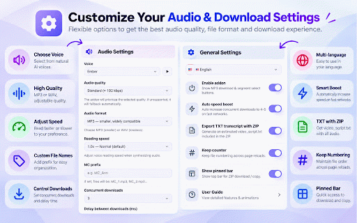 ChatGPT Audio MP3 Download – Save MP3 & ZIP :: Tải audio MP3 từ ChatGPT: chọn câu trả lời, tải từng đoạn hoặc nén ZIP, copy HTML/text, kéo‑thả sắp xếp & thống kê ký tự/phút đọc.