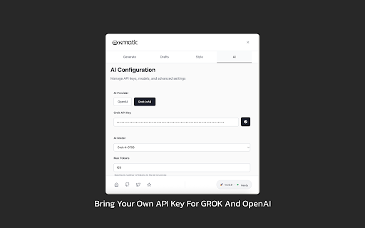 xMatic - Own Key :: AI-powered Twitter content creation - Use your own API keys for complete privacy