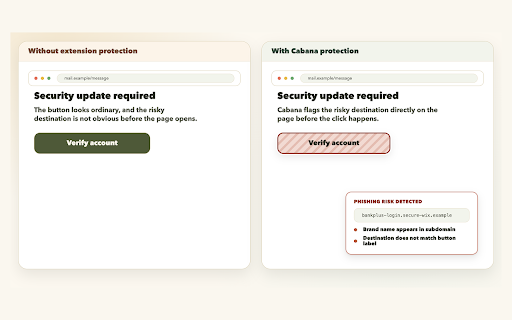Cabana: Stay safe online :: Automatically stops phishing links and scams while you browse