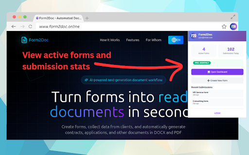 Form2Doc - Form to document :: Import Google Forms to generate documents from templates automatically. Create contracts, applications, and reports from data.