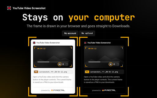 YouTube Video Screenshot :: Adds a screenshot button to the YouTube video player. Click to capture the current frame and download it as a file