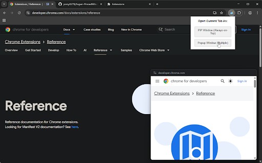 Always on Top, PiP & Side Panel (3 in 1) - Super Pinned Window :: Open any tab or link in an always-on-top PiP or a flexible popup window.