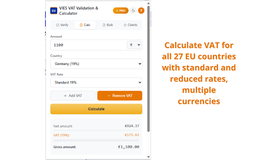 VIES VAT Validator - EU VAT Number Checker :: Verify EU, Swiss & Norwegian VAT numbers via official VIES. Bulk validation, PDF certificates, VAT calculator, dark mode.