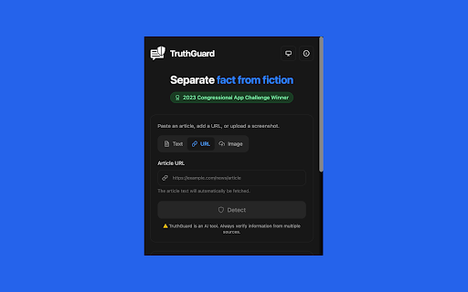 TruthGuard — AI-powered Misinformation Detection :: TruthGuard is an AI-powered fake news detector that detects misinformation, empowering you to separate fact from fiction.