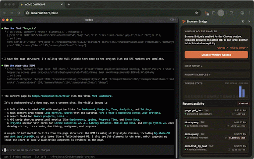 Browser Bridge (BBX) :: Local bridge between your coding agent and browser. Structured access to DOM, styles, console, network, and reversible patches.