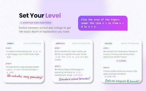Equation Solver :: Equation solver in your browser side panel. Step-by-step solutions adapted to your grade level.