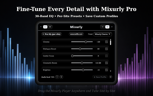 Mixurly - Shaping Sound Across URLs :: Boost and shape audio across URLs with per-site controls, EQ presets, and Mixurly Player.