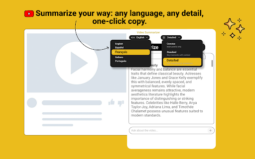 Video Summarizer :: Video Summarizer that acts as youtube summarizer. Use it to generate transcripts and chat with youtube video.