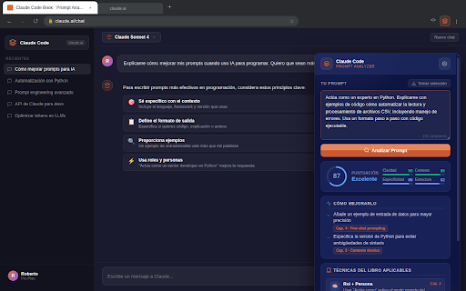 Claude Code Analyzer :: Analiza y mejora tus prompts para Claude. Detecta técnicas de prompt engineering para obtener mejores resultados.