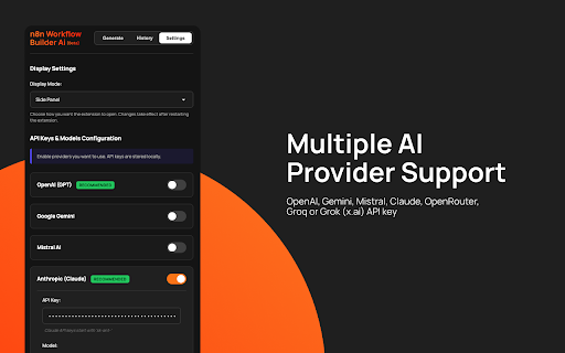n8n Copilot - Generate and debug n8n workflow :: Generate and debug n8n workflow with Ai Copilot (Using your OpenAI, Gemini, Claude, etc., API keys)