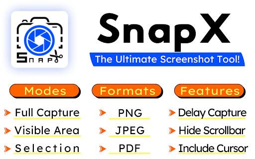SnapX - The Ultimate Screenshot Tool :: A fast and efficient screen capture extension. Instantly capture full pages, visible areas, or selected regions with a single click!